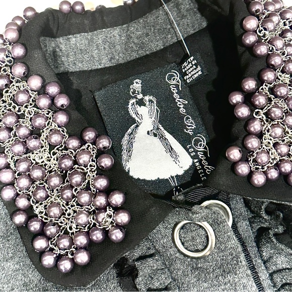 ANTHROPOLOGIE Twelve by Twelve Gray Pearl Embellished Jacket w Bows | NWT Small - Picture 9 of 9